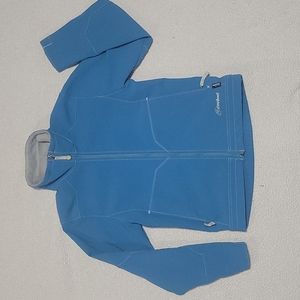 Cloudveil zip up light ski jacket.  Color is aqua-ish.